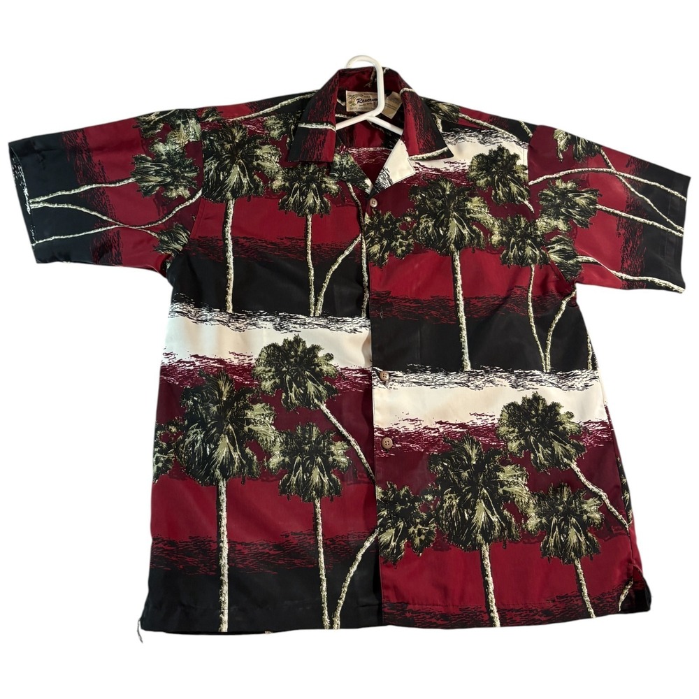 Vintage Reservoir Hawaiian Shirt Mens Medium Multicolor Palm‎ Tree Camp Collar